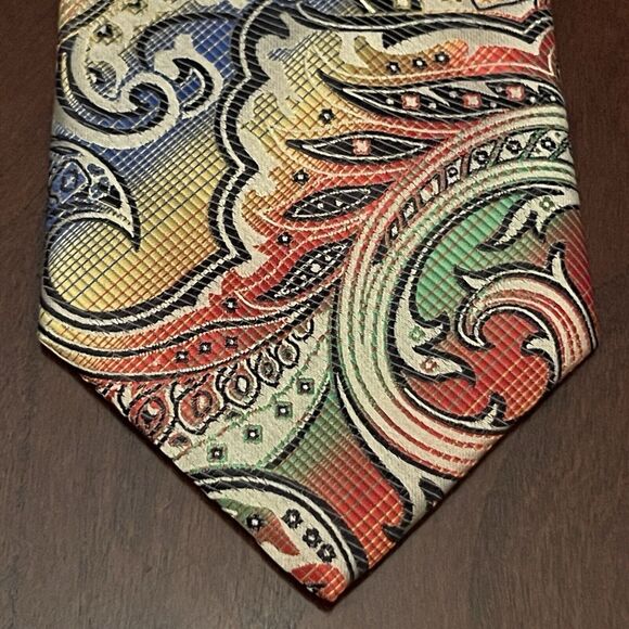 Twenty Dollar Tie Orange Green Blue Hand Made 100% Silk Men’s Neck Tie - Picture 1 of 9
